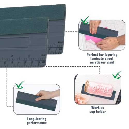 Wallpaper Smoothing Tool, Professional Vinyl Squeegee with Ruler | Felt Squeegee for Vinyl Decals Sticker Paper Wallpaper Window Film Tools (Gray, 10inch) - size: 10in Gray