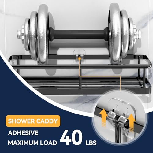 YASONIC 9-Pack Shower Caddy Adhesive Replacement - Transparent Shower Adhesive Strips, No Drilling Hooks for Bath Storage Shelves, Kitchen Racks, Basket & Soap Holder
