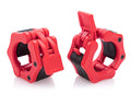 Olympic Barbell Clamps Collars Quick Release Pair Weight Clips for 2 inch Barbell RED - color: Red, size: Olympic 2"