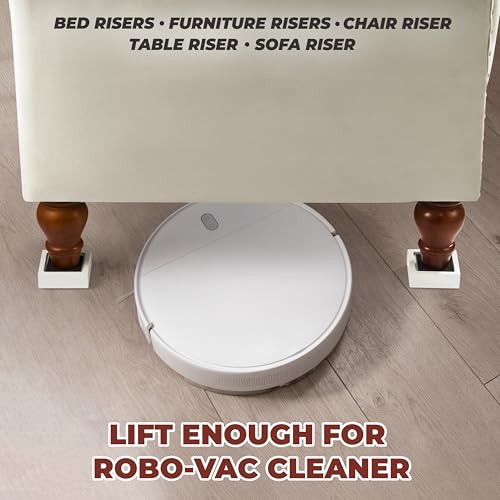 FASONLA Bed Risers (Set of 8) Furniture Risers Lifts Height 1", 2", 3" or 4", Solid Natural Wood Risers, Non-Slip Recessed Hole to Heavy Bed/Furniture (White Color) - color: White Color