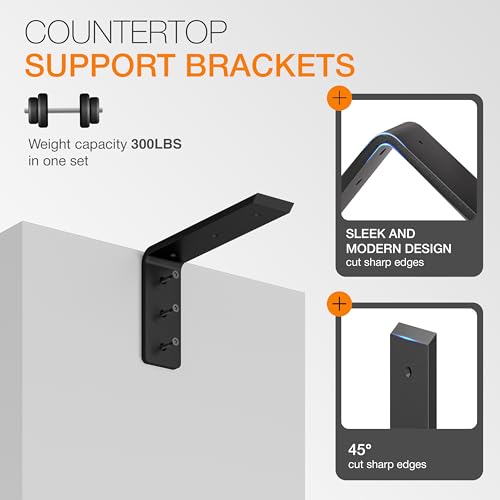 BATODA 10” Countertop Support Steel Brackets (4 PCS), Heavy Duty L Bracket - size: 10 Inch
