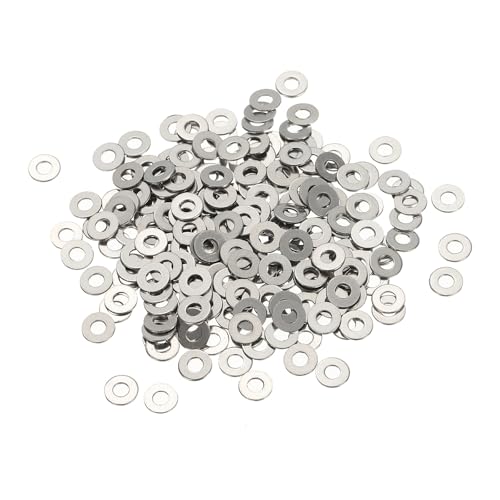 Flat Washers, 304 Stainless Steel Hardware Assorted Washer, 5 x 2 x 0.5 mm Fit for Bolts Screws Industrial Use (300 Pack, Silver) - size: 5 x 2 x 0.5 mm