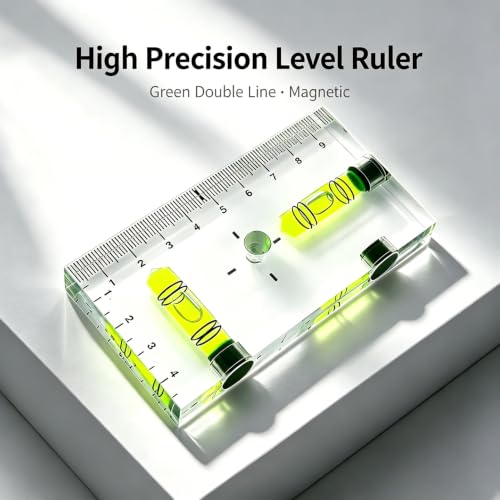 Transparent acrylic T-shaped integrated level with printed scale, high-precision bubble level, 95x51x13mm (Magnetic Green - Double Line) - color: Magnetic Green - Double Line