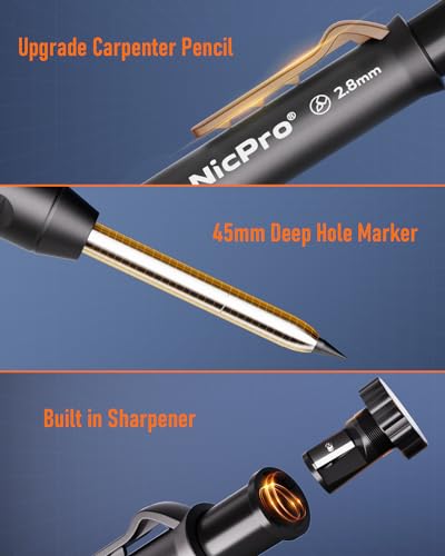 Nicpro 31 Pack Carpenter Pencil Set with Sharpener, Canvas Case - size: 1 Count (Pack of 31)