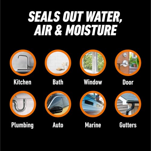 Gorilla 100% Silicone Waterproof Caulk, Clear, 10 oz Cartridge - color: Clear, size: 10oz Cartridge