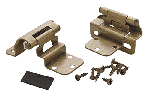 Amerock 1 Pair 3/8" Inset Burnished Brass Self-Closing Wrap Cabinet Hinge - color: Burnished Brass, size: 3/8 Inch (10 mm) Inset