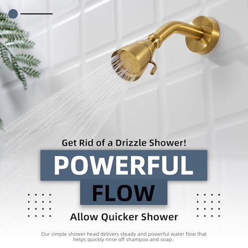 Angle Simple High Flow Shower Head Adjustable, G 1/2, Brushed Dark Gold - color: Brushed Dark Gold