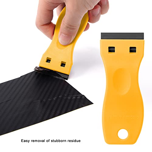 FOSHIO 20PCS Yellow Plastic Razor Blade Scraper Tool for Gasket Remover, Sticker Remover, Labels Decal and Adhesive Remover for Windows and Glass - color: With Yellow Scraper (20 Pack)