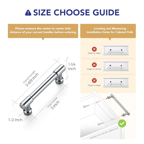 Ravinte Polished Chrome Kitchen Pulls Cabinet Handles 3 Inch 10 Pack - color: Polished Chrome, size: 3 Inches Hole Center