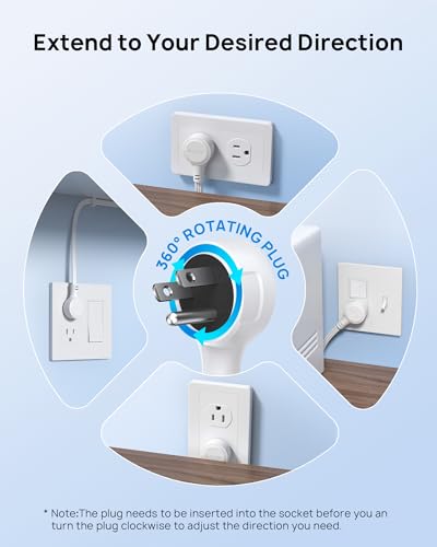 TROND 360 Rotating Plug Power Strip - Extension Cord with Multiple Outlets - size: 3 FT