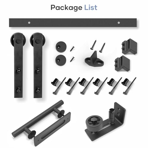 EaseLife 8 FT Sliding Barn Door Track and Handle Hardware Kit, Straight Pulley,Slide Smoothly Quietly,Easy Install (8FT Track Kit for 40"~48" Wide Single Door) - size: 8 FT-Single Door Kit