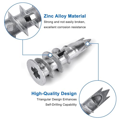 AXK 120pcs/set Drywall Anchor Zinc Alloy Self Drilling Hollow wall Anchor with Screw Stud Anchor for Wall Hanging - size: 120PCS--One Size