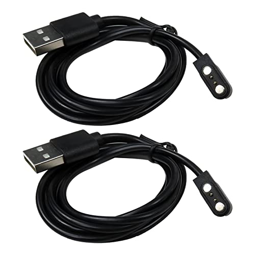 2Pcs 2-Pin Universal Black USB Data Charging Cable with Magnetic Charger Charging Mode for Smart Watch 2.84mm
