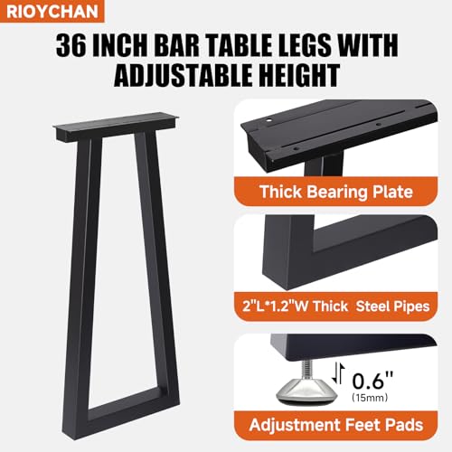 36 Inch Metal Bar Table Legs Set of 2 Black - size: H36" T1