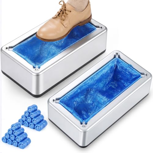 Wesiti 2 Pack Automatic Shoe Cover Dispenser with 200 Covers, Silver