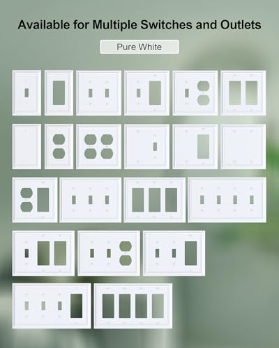 2-Pack Natural Bamboo Fiber Combo Blank/Toggle Light Switch Cover Plate - color: Pure White, size: 1 Blank/1 Toggle 2PK