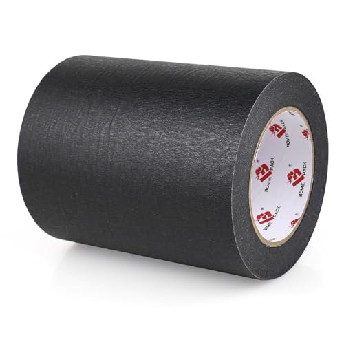 BOMEI PACK Black Wide Painters Tape 6 Inch, Wide Masking Tape 6'' x 55 yds Length, 21-Day Clean Removal for Laser Cutting/Engraving & 3D Printing Painting Tape for Indoor and Outdoor Use - size: 6 inches x 55 Yards