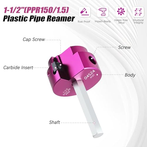 PVC Pipe Reamer Kit 1 PCS 1-1/2"(PPR150) for SCH 40 PVC CPVC ABS - size: 1-1/2 Inch