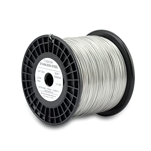 WCS .041 Stainless Steel Safety Lock Wire, T302/304, NASM20995C MS20995C, ASTM A580 Condition A, AMS569, Mechanics Wire for Aircraft, Automotive, & Industrial Use, 5lb Dispenser Can, Approx 1105 ft - size: .041 in, style: 5 lb