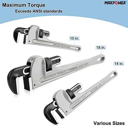 MAXPOWER 14-Inch Pipe Wrench, 2-inch Jaw Capacity - size: 14-inch, style: Straight Pipe Wrench