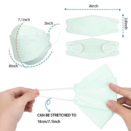Borje KN95 Face Masks 50 Pack, Breathable Comfortable and Disposable KN95 Mask,Masks for Adults - color: Mint Green=50pcs