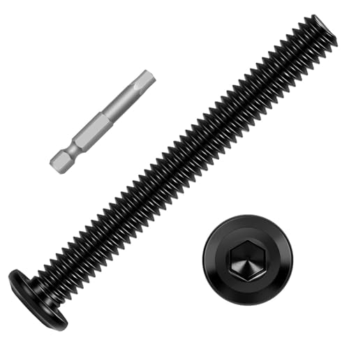 10 PCS 1/4"-20 x 3-1/2" Flat Head Socket Cap Screws Bolts, Flat Round Head Furniture Allen Bolts, Stainless Steel 304, Full Thread, Black Coating, Screwdriver Bit Included - size: 1/4"-20 x 3-1/2"
