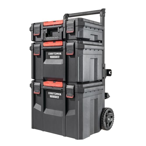 CRAFTSMAN VERSASTACK XL Tool Box with Wheels, Waterproof, Stackable System, Portable Rolling Storage for Indoor/Outdoor Use, 22.5 Inch (CMST21445)
