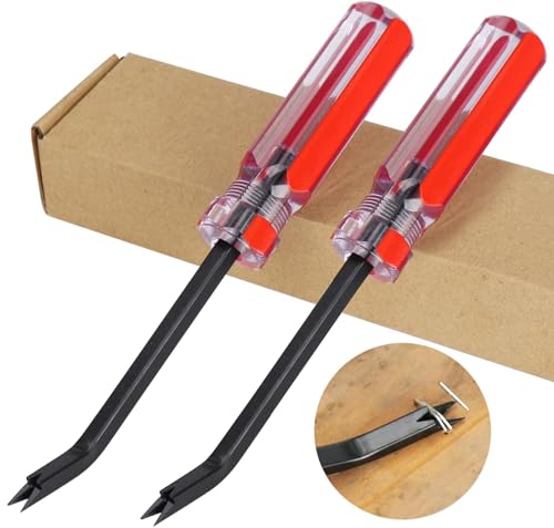 Staple Remover Tool, 2-Pack Upholstery Staple Puller with Double Prongs, Tack & Nail Lifter for Furniture, Floor, Wooden Case, Photo Frame, Carpet - size: Pack of 2