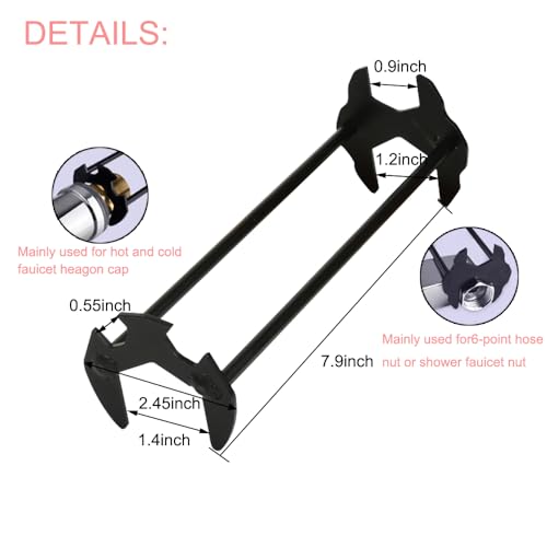 Multifunctional Basin Wrench Carbon Steel Faucet Wrench, 7 Sizes Basin Faucet Tight Spaces Sink Tool 2Pcs - size: 7 Sizes