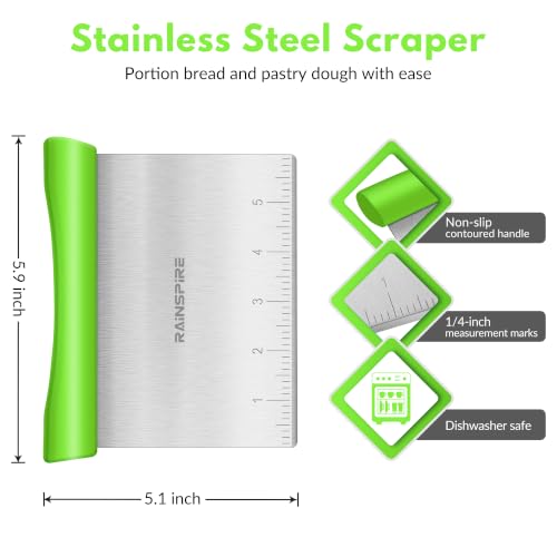 Multi-Purpose Stainless Steel Bench Scraper Dough Blender & Pastry Cutter - color: Green