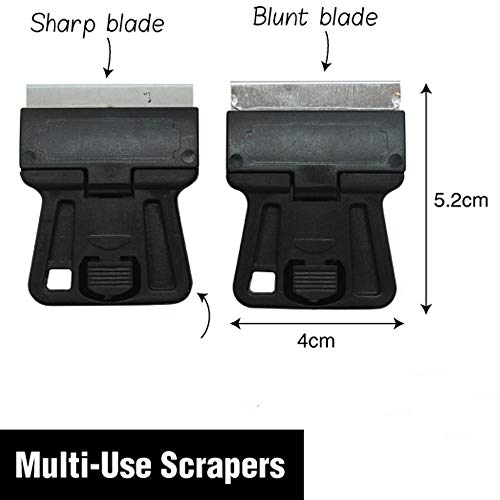 Mini Plastic Razor Blade Scraper High Visibility Window Scraper Paint Scraper with 5 Spare Metal Razor Scraper Blades Scraping Sticker Decal Residue Label,Black