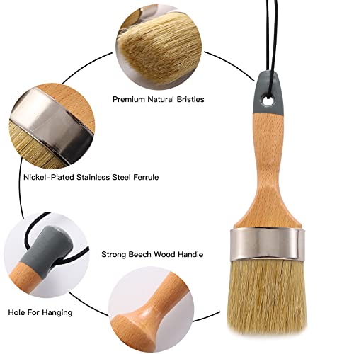Mister Rui Chalk Wax Paint Brush 3 pcs, Large Wax Brush for Furniture - size: 3PCS, 1 Large, 1 Medium, 1 Small