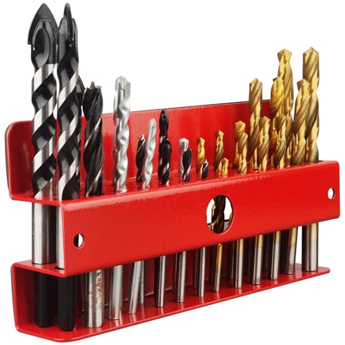 MUTUACTOR Drill Bit Organizer Heavy Duty,Quick Access Magnetic Mount Drill Bit Holder,Anti-scratch Magnetic Tool Holder for Long Phillips Head Drill Bits Impact Bits Storage,Red,26 Holes - style: Red Magnetic Drill Bit Holder