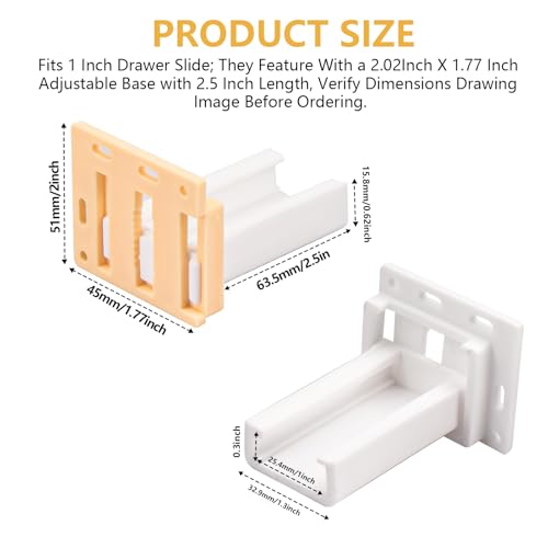 4 Pack Drawer Slide Track Brackets Rear Mount Plastic(2 Pairs) face Frame sockets for 1 Inch Drawer Slides, Cabinet Pull Out 4 Packshelf Slides Hardware Bottom Mount, C-Shaped Drawer Rail Bracket