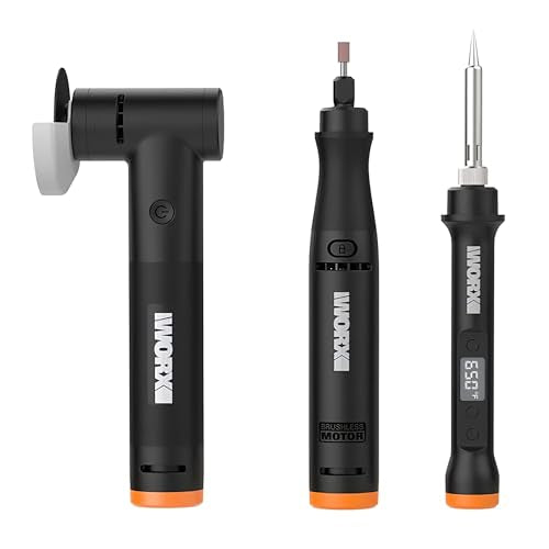 Crafting Tool Combo Kit - Rotary Tool, Angle Grinder, Soldering Iron for Sanding, Carving, Drilling, Engraving and Cutting, 20V Power Share Battery & 58-Piece Accessories Included - size: 3 PCS Angle Grinder Combo