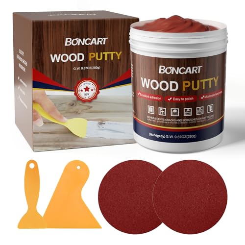 Boncart Wood Filler, 9.87 OZ Mahogany Wood Putty - color: 9.87OZ Mahogany