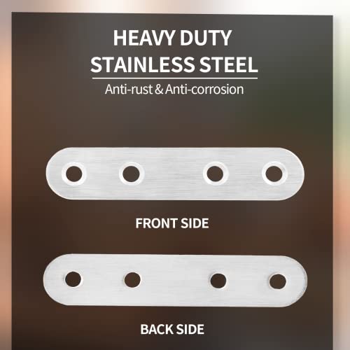 Jiozermi 12 Pcs Straight Brace, 3" x 0.7", Stainless Steel Silver - size: Silver, 3” x 0.7”, 12 Pcs