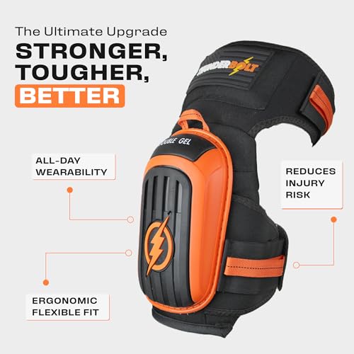 Thunderbolt Knee Pads for Men Construction Knee Pads for Work for Men and Women with Double Gel for Gardening Flooring Roofing Heavy Duty with Extra Thick Foam and Strong Adjustable Non-Slip Straps