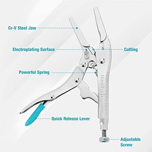 DURATECH 6.5 Long Nose Locking Pliers, Cr-V Construction with Wire Cutte