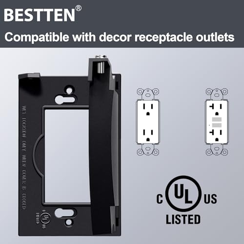 BESTTEN 3 PK 1-Gang Outdoor Outlet Wall Plate Cover, Standard Size, Black