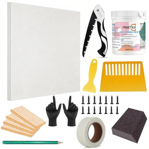 Drywall Repair Kit，34 Pcs 12x12inch Wall Patch Kit with Saw& Wood Boards