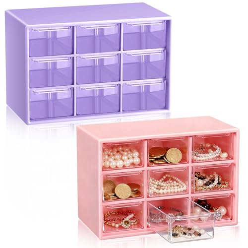 Wenqik 2 Pcs Mini Storage Drawers, Purple, Pink - color: Purple, Pink