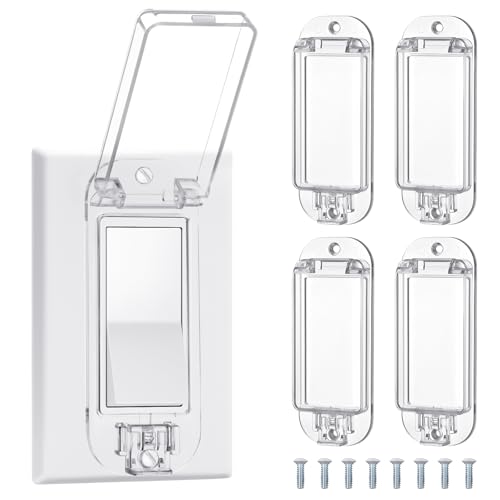 Tellegloww 4 Pack Light Switch Guard Cover Baby Child Proof, Clear - color: Clear