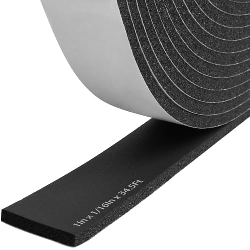 Storystore Weather Stripping Foam Tape, 1" x 1/16" x 34.5 FT Door Seal - size: 1In x 1/16In x 34.5Ft