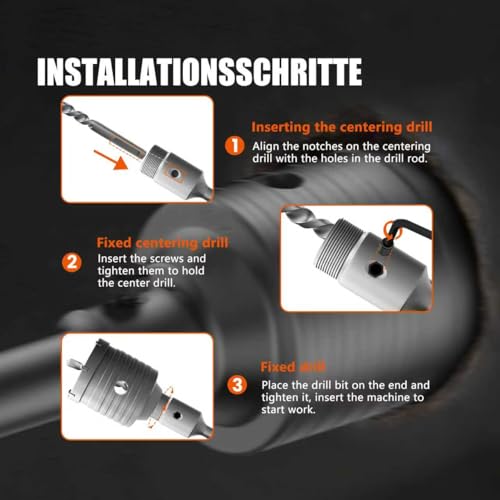 CATITO 19 Pcs Concrete Hole Saw Set, 30/40/50/65/80/100/110mm Concrete Hole Saw Kit, Masonry Hole Saw, Connecting Rods for SDS Plus & SDS Max, 5pcs Dust Bag, Cement|Brick Stone|Wall - size: 7 PCS