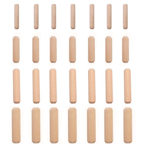 28pcs Wooden Dowels Assorted M6 M8 M10 Hard Wood Grooved Plugs Furniture Woodwork Grooved Fluted Pin Craft for Grooved Fluted, Craft, DIY, Carpentry (6mm 8mm 10mm) - size: 4 sizes-28pcs