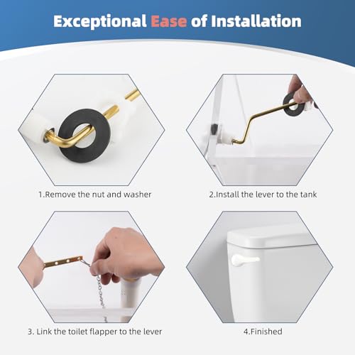 iFealClear Universal Metal Toilet Tank Flush Lever Replacement, Side/Angle Mount Toilet Handle Replacement Kit, Solid Brass Toilet Trip Lever Fits Most Toilets, Stainless Steel Chain, White - color: White, style: Side Mount Design