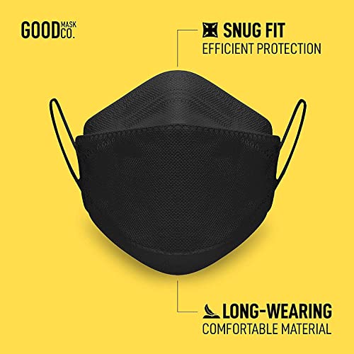 Good Mask Co. Good Comfort KN95 Face Mask, Disposable, Folding, Comfortable, Bulk (25 Pack, Black) - color: Adult - 25pk - Black