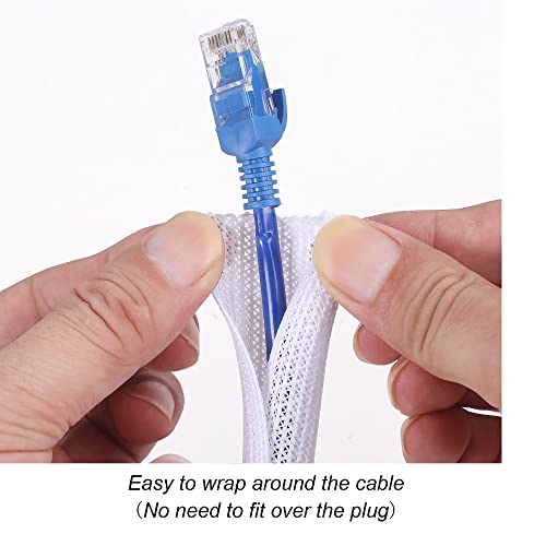 Cable Management Sleeve, Split Design, 25FT - 1/4 Inch, White - color: White, size: 1/4"-25ft