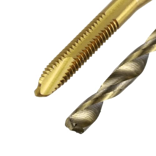 uxcell Metric Tap & Drill Bit Set, 2pcs M2 x 0.4 Spiral Point Thread Taps Titanium Coated and 2pcs 1.6mm Twist Drill Bits Roasted Yellow, Screw Tapping Threading Tools - size: M2 x 0.4 + 1.6mm